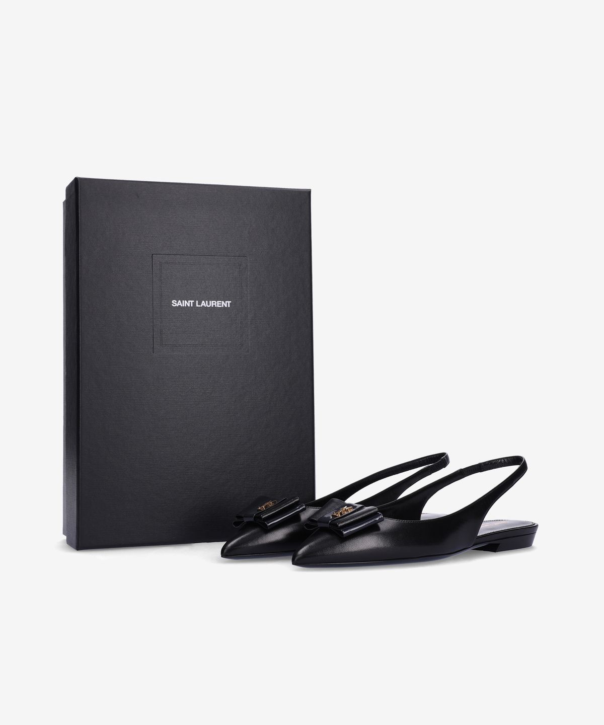 생로랑(SAINT LAURENT) 보우 아시아 플랫 슈즈 - 블랙:네이비 / 6547421ZJ101299