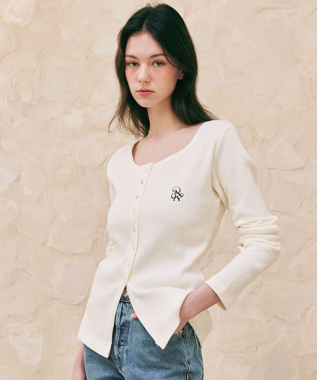 ★送料・関税込★RONRON★U NECK SLIM LONG SLEEVE★ MUSINSA | RONRON SLIM BUTTON U NECK LONG SLEEVE CREAM