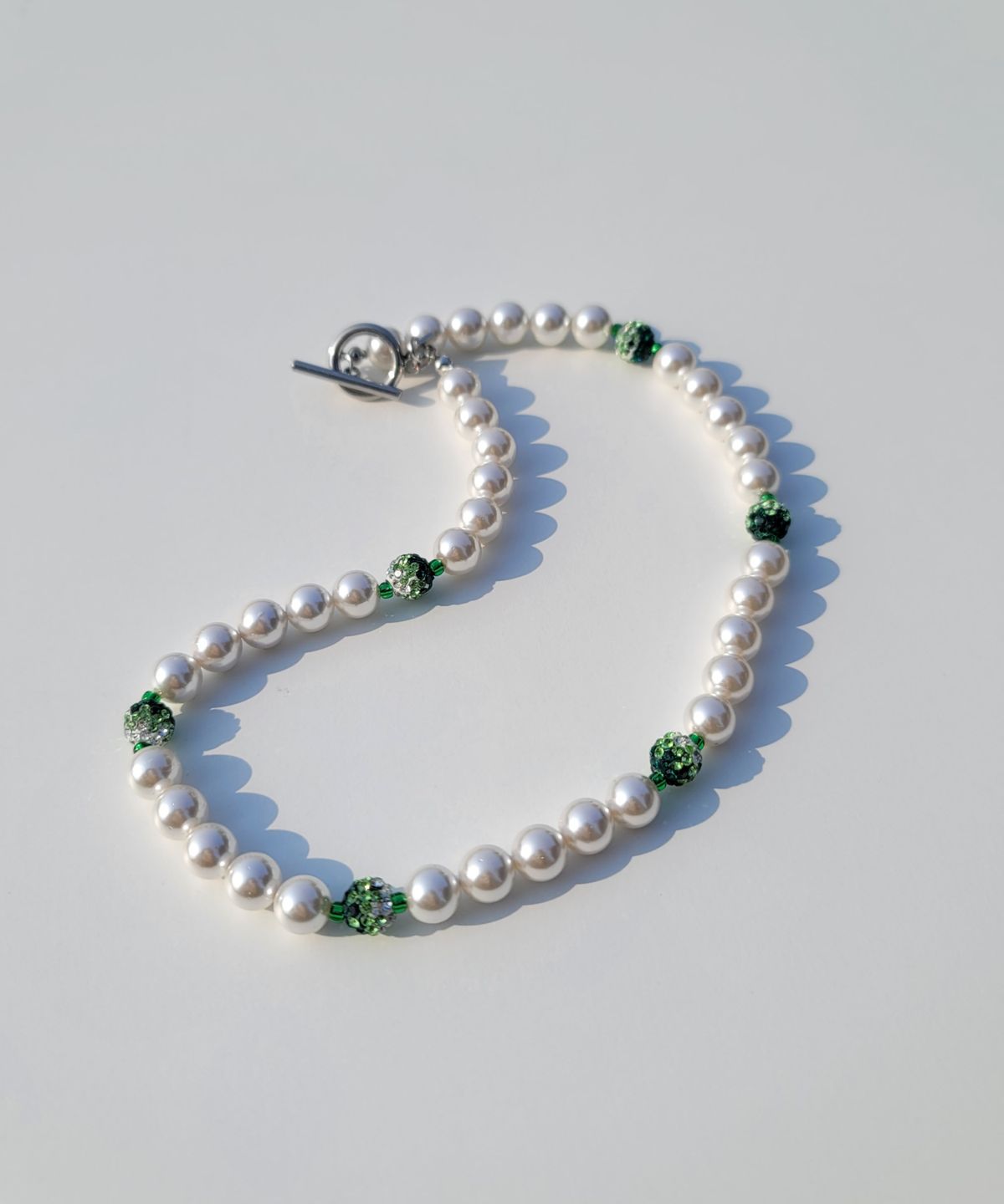 에이지47(AG47) 23-Necklace52 Green Gradation Cubic Pearl 8mm