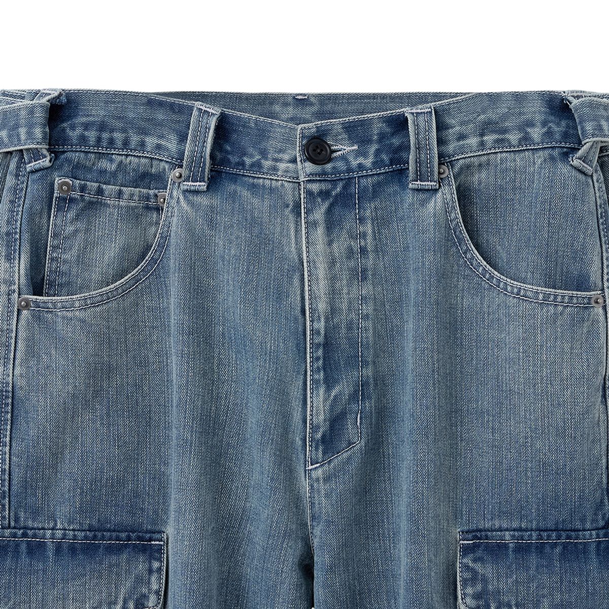 노이어(NOIRER) 유틸리티 카고 와이드 데님 팬츠 (블루)