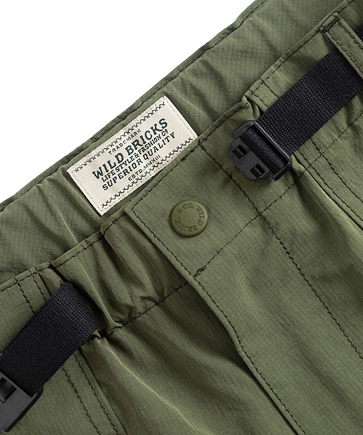 와일드 브릭스(WILD BRICKS) CMS BELTED UTILITY SHORTS (olive green)