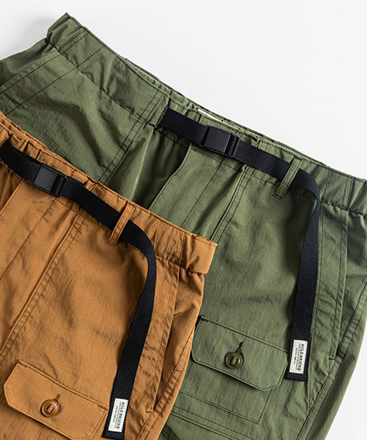 와일드 브릭스(WILD BRICKS) CMS BELTED UTILITY SHORTS (olive green)
