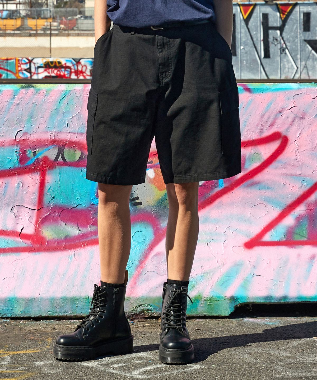 플루크(FLUKE) 립스탑 카고 하프팬츠 블랙 FSP109