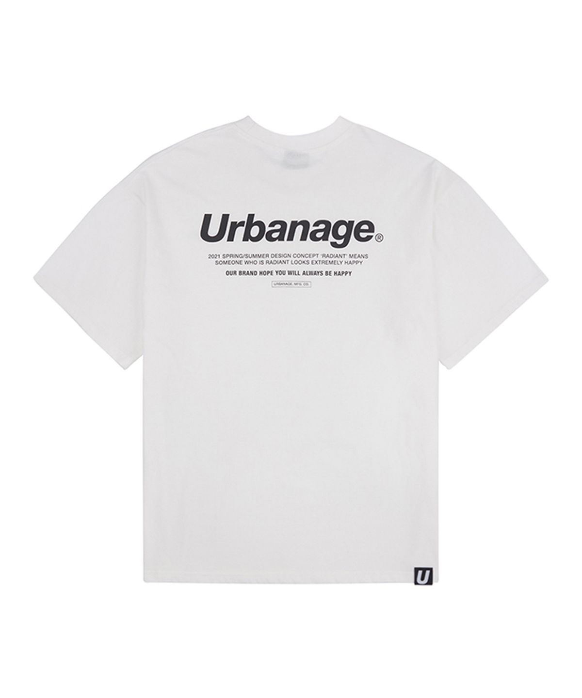어반에이지(URBANAGE) 베이직 로고 오버 반팔 티셔츠_화이트