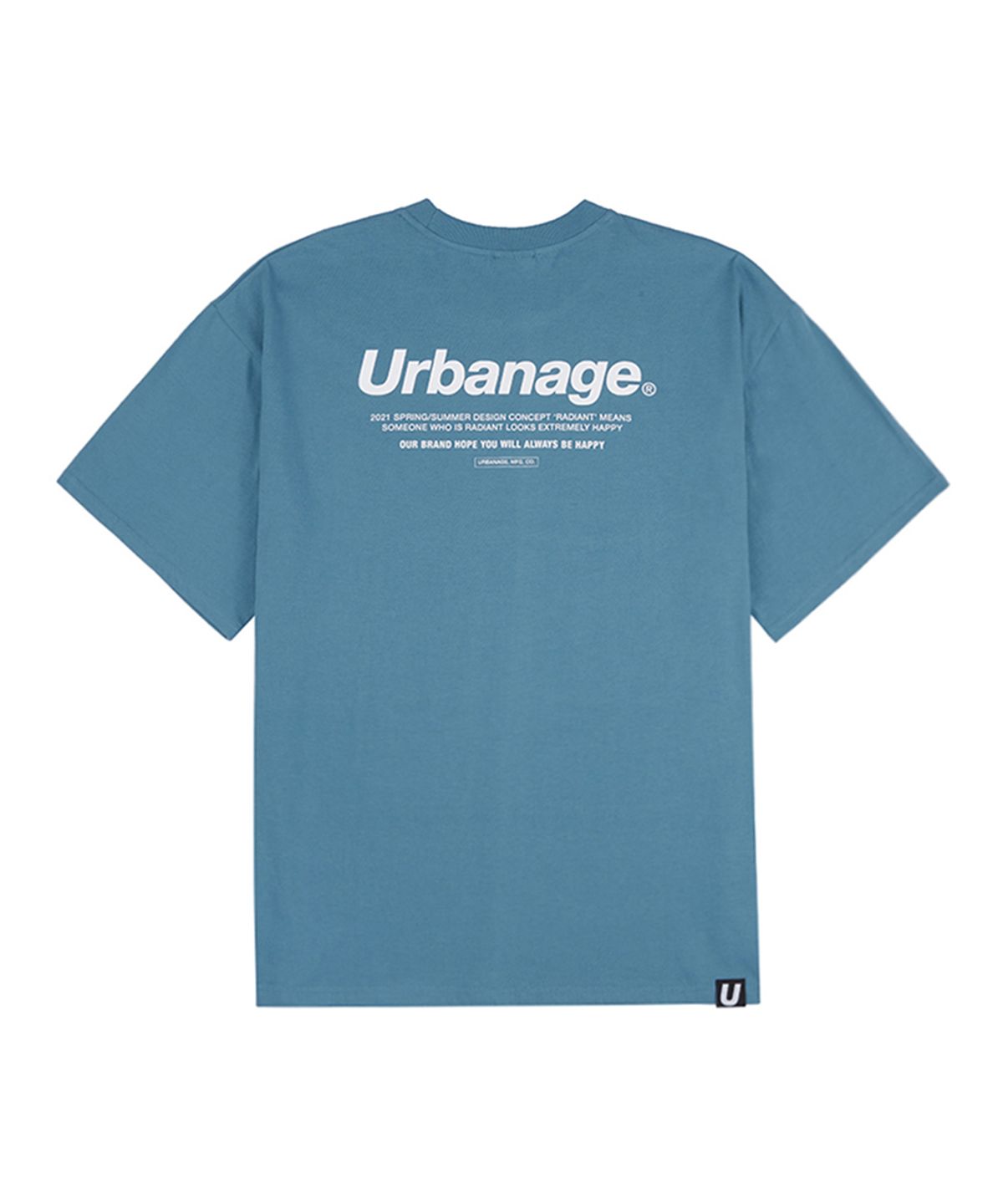 어반에이지(URBANAGE) 베이직 로고 오버 반팔 티셔츠_블루그린