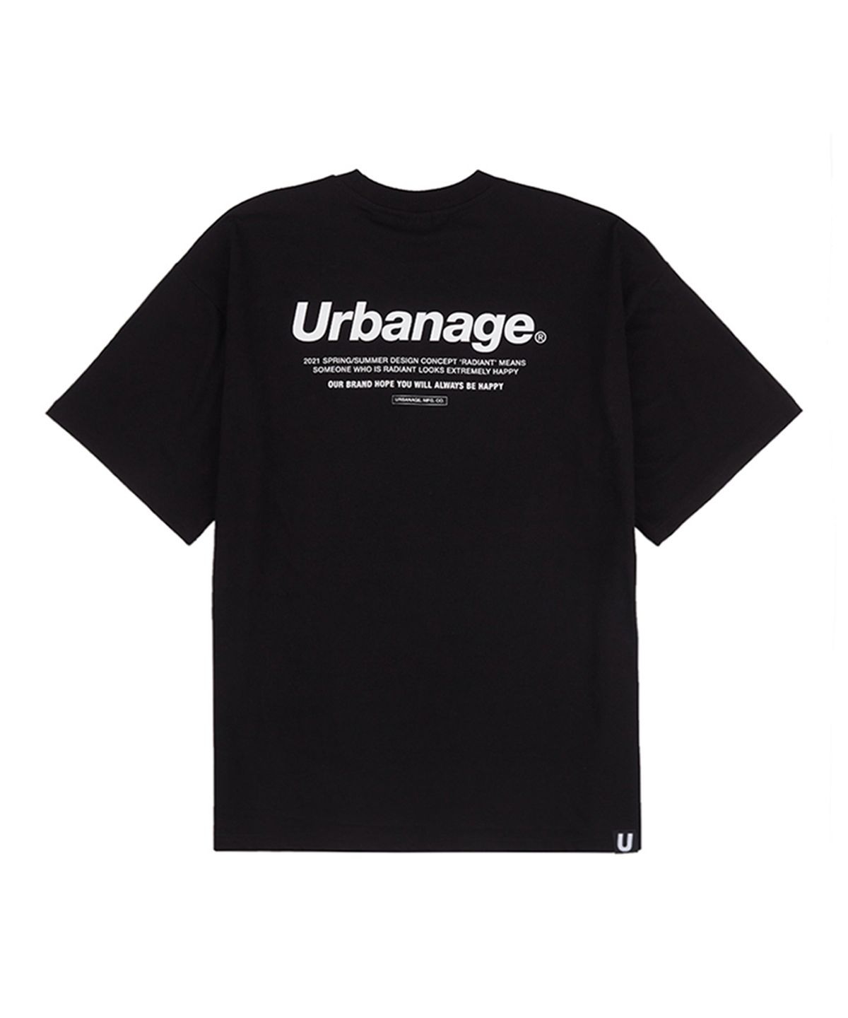 어반에이지(URBANAGE) 베이직 로고 오버 반팔 티셔츠_블랙