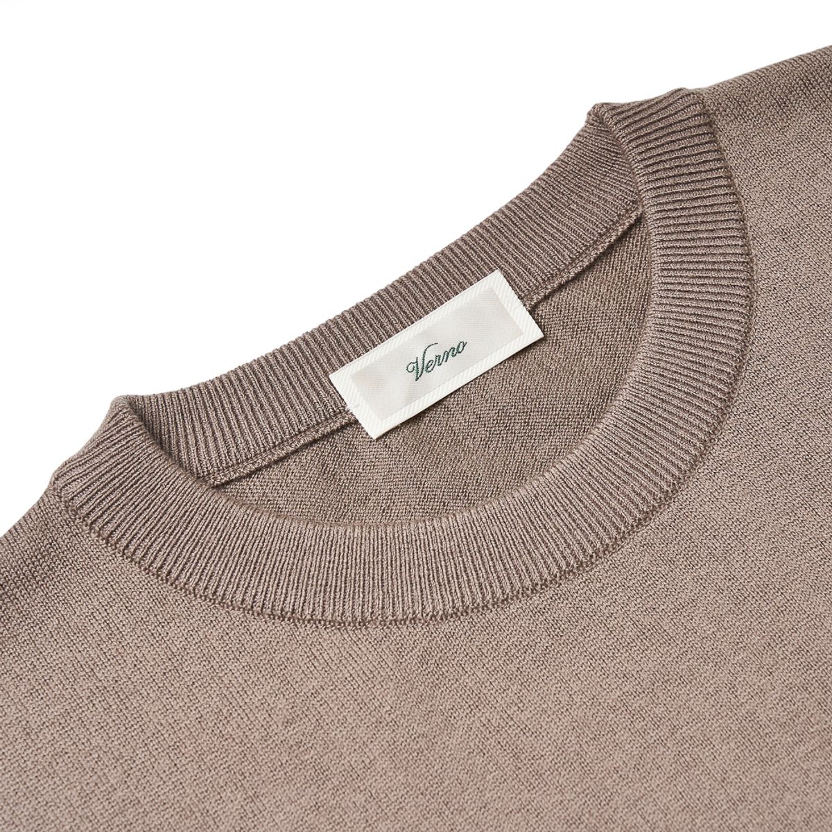 베르노(VERNO) Short Sleeve Basic Round Knit Kharki
