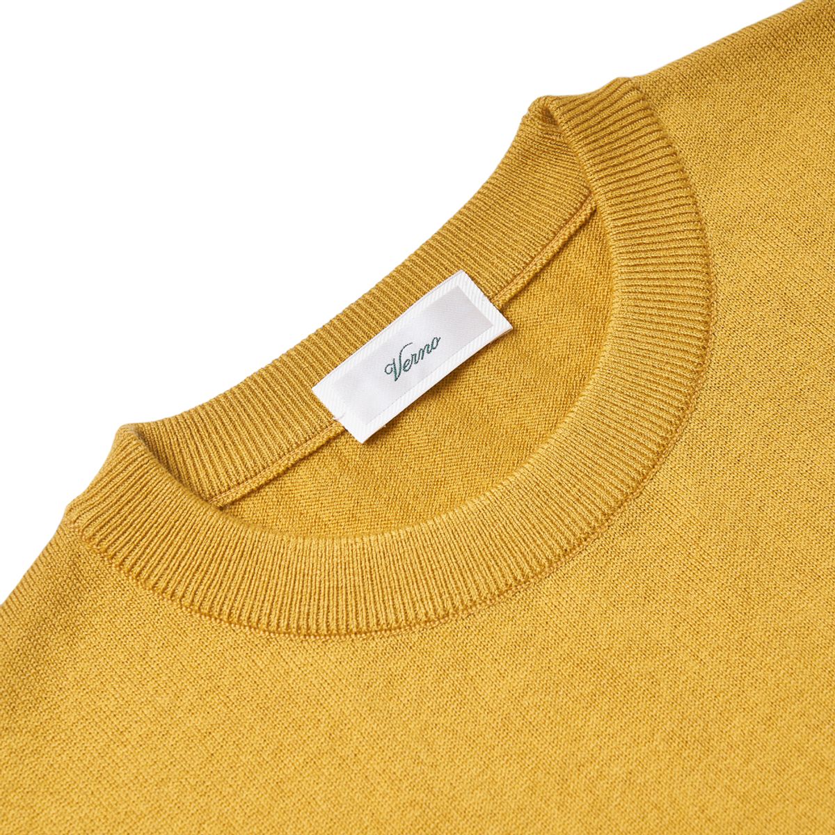 베르노(VERNO) Short Sleeve Basic Round Knit Yellow Ochre