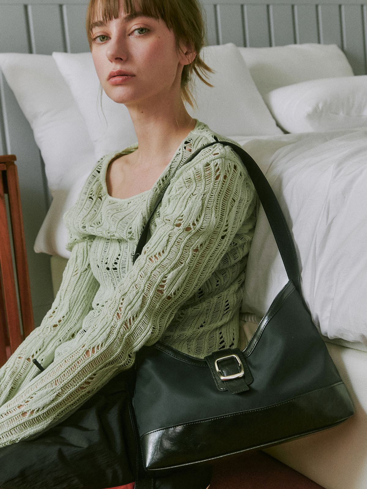 세미코드(SEMICODE) veil middle bag - nylon black