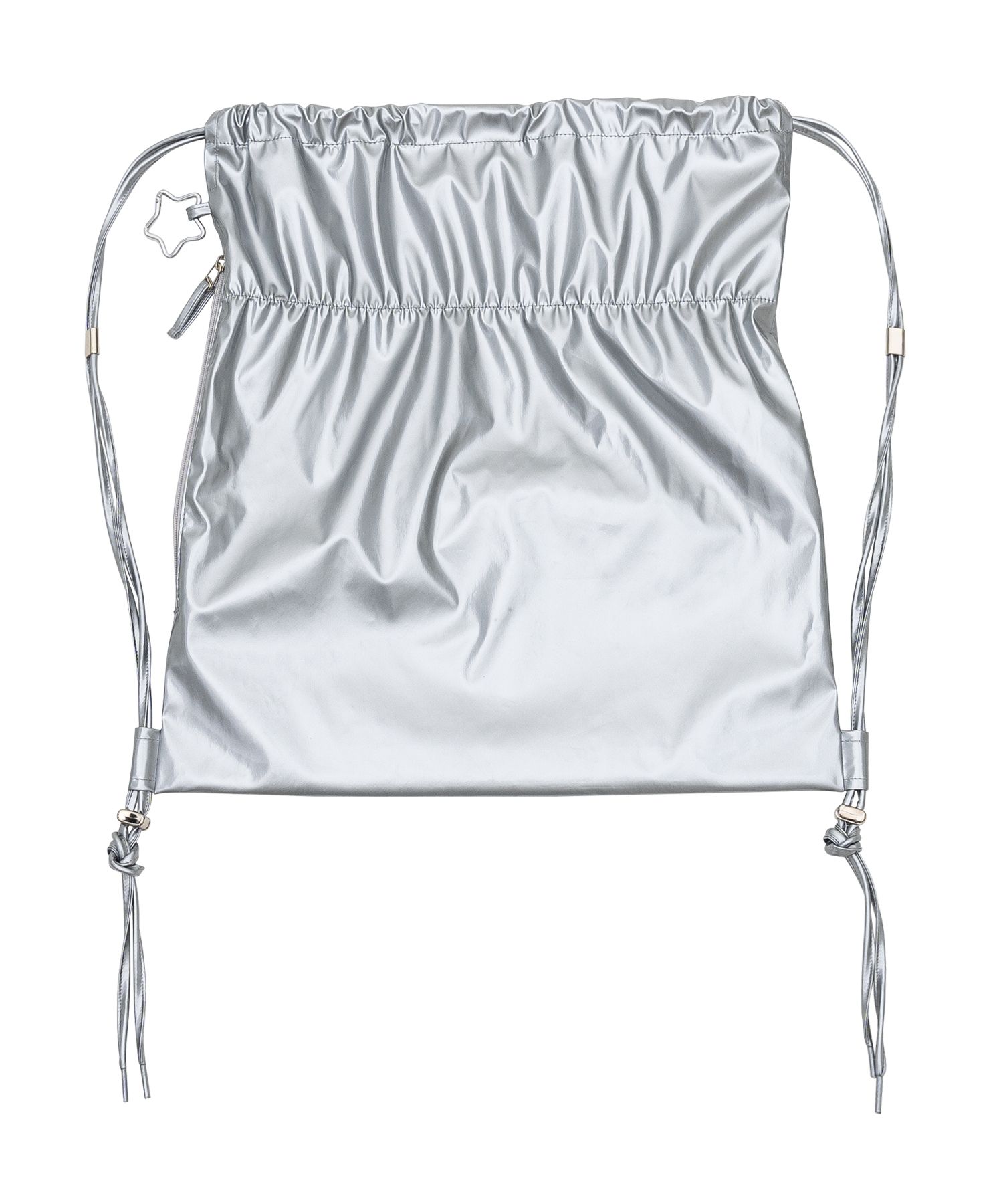 MUSINSA公式 | Don't Ask My Plan glossy string backpack silver