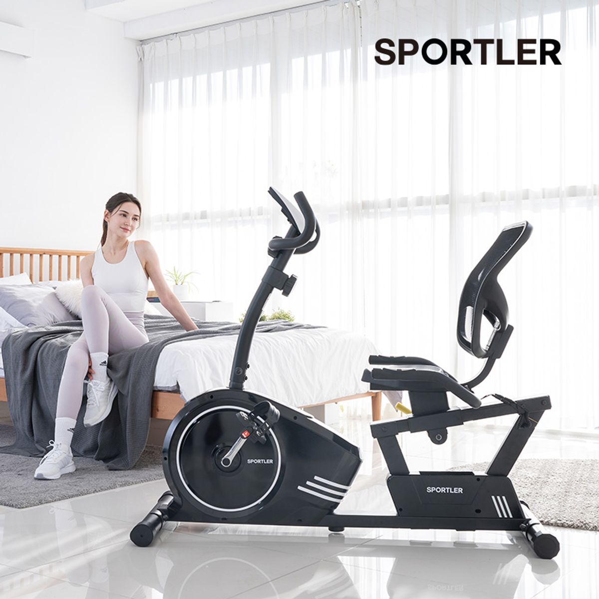 스포틀러(SPORTLER) 좌식싸이클 메쉬 실내 자전거