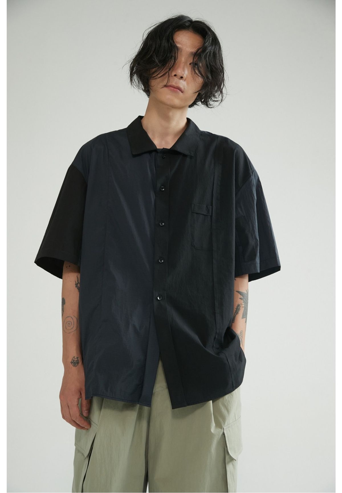 래코드(RECODE) Inside-Out Detail Shirt_RKSAM23610BKX