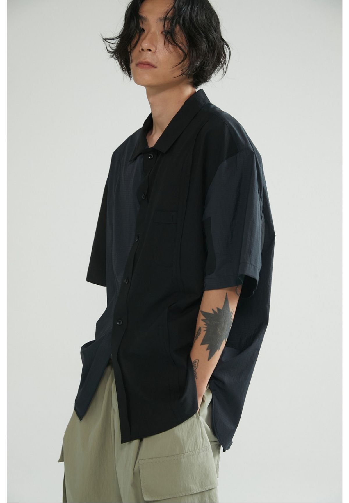 래코드(RECODE) Inside-Out Detail Shirt_RKSAM23610BKX