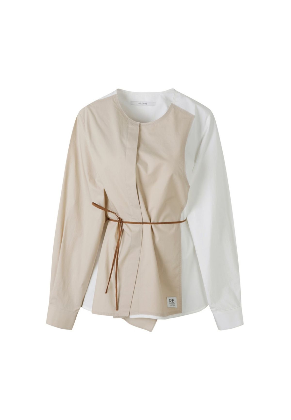 래코드(RECODE) [여성] Unbalanced Raw Cutting Patched Shirt_RQSAS23541BEX