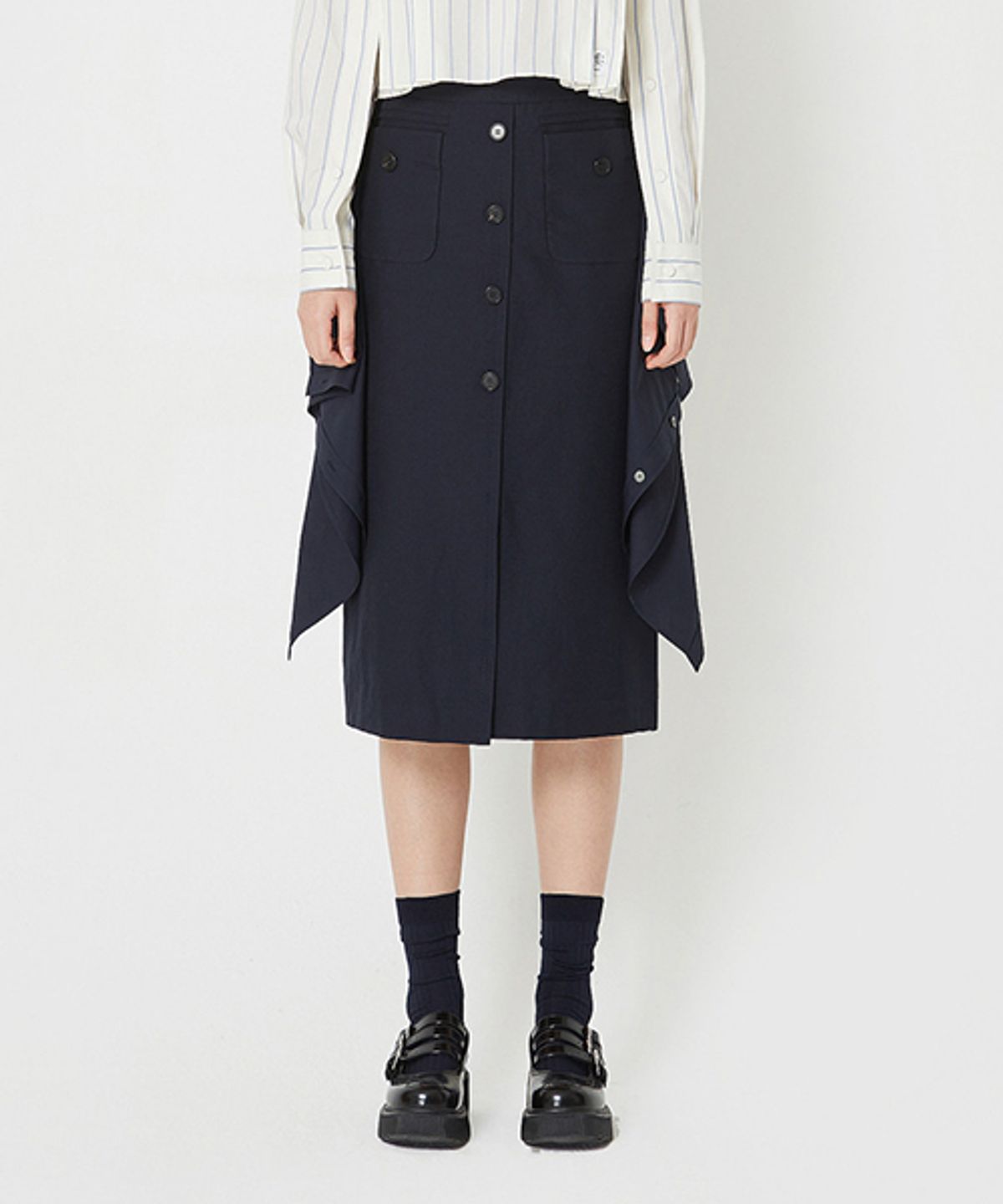 래코드(RECODE) [여성] Tied-up Midi Skirt_R0KAM23108NYX