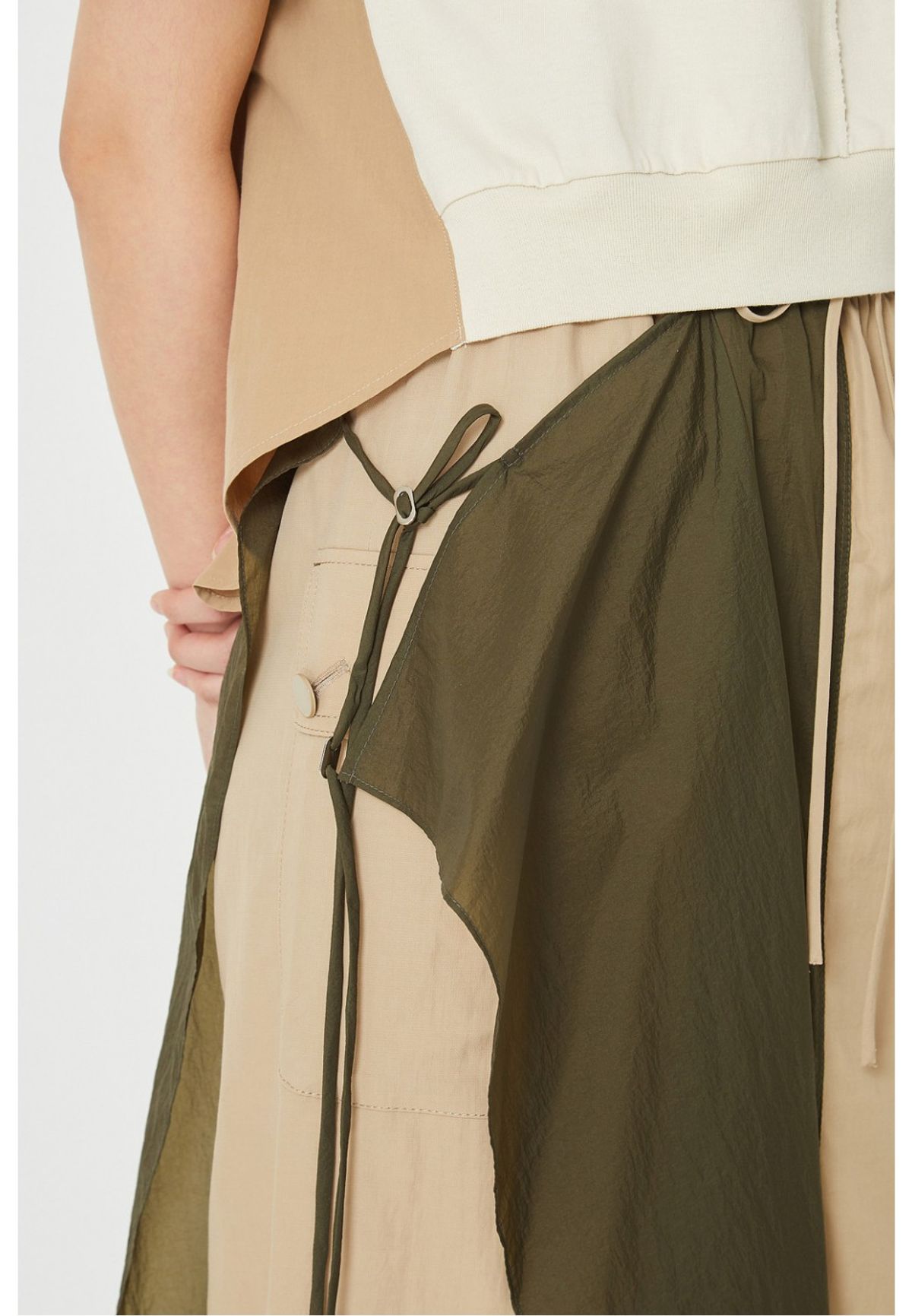 래코드(RECODE) [여성] Recyled Fabric Mix Front Slit Long Skirt_R0KAM23110BEX