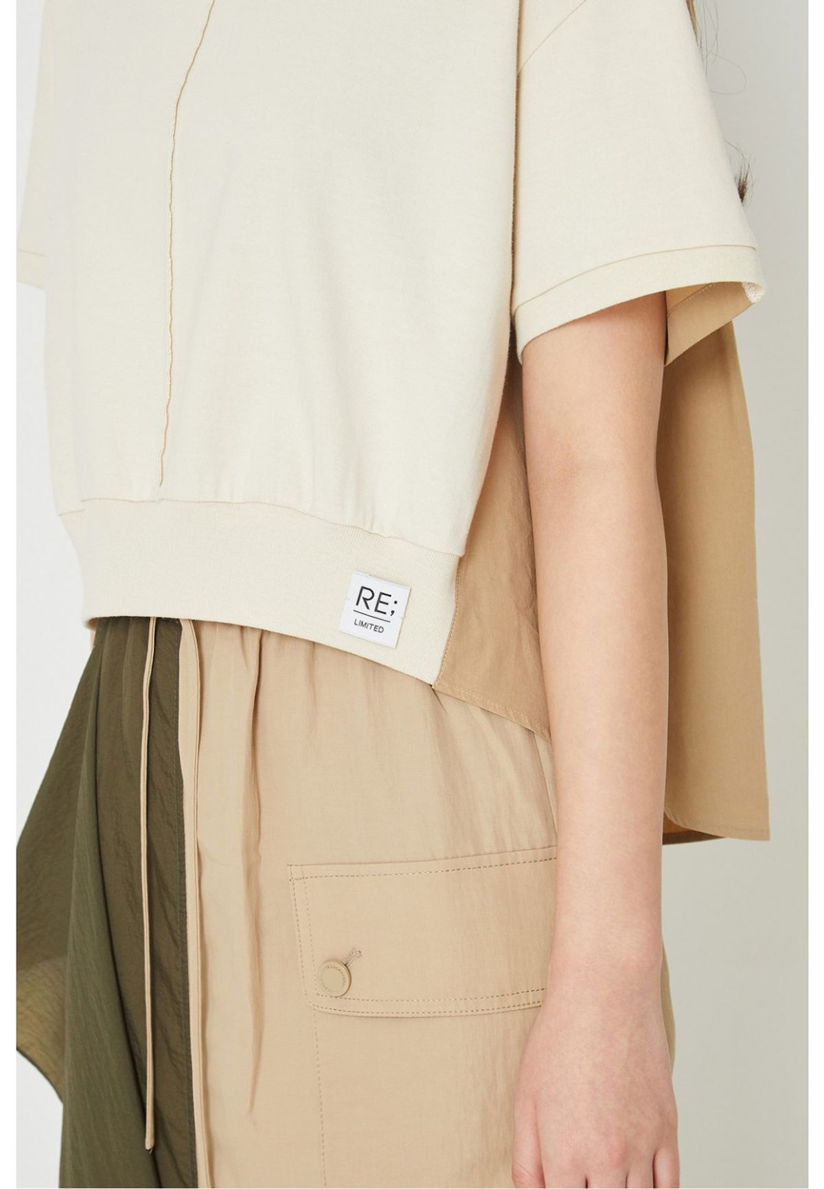 래코드(RECODE) [여성] Recyled Fabric Mix Front Slit Long Skirt_R0KAM23110BEX