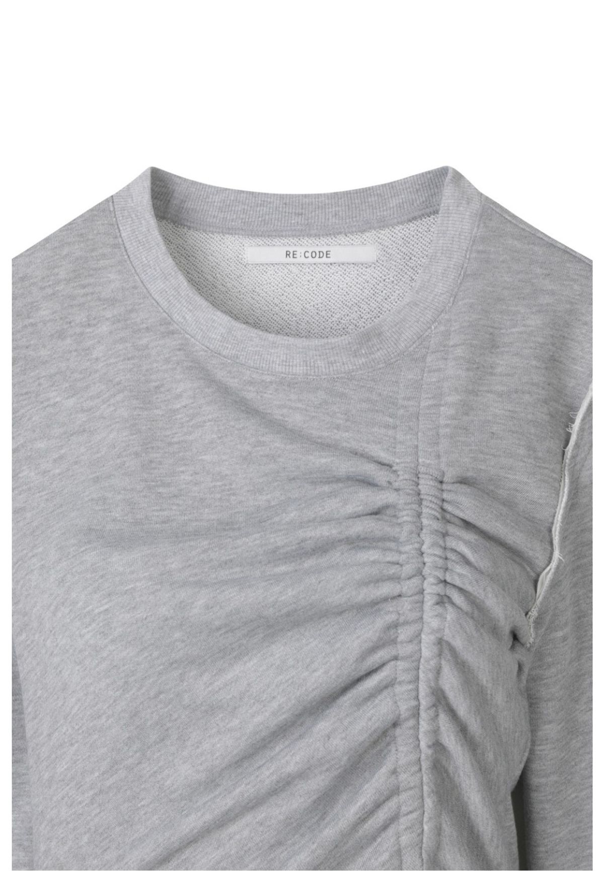 래코드(RECODE) Shirring Slit Shoulder T-shirts_RQTAS23535GYX