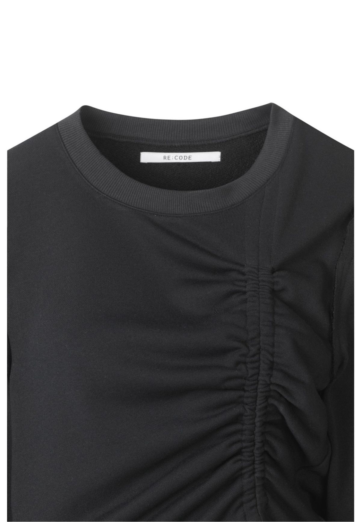 래코드(RECODE) Shirring Slit Shoulder T-shirts_RQTAS23535BKX