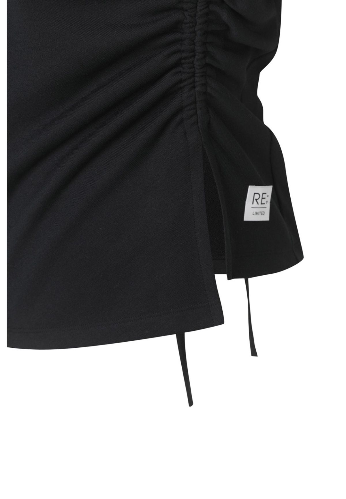 래코드(RECODE) Shirring Slit Shoulder T-shirts_RQTAS23535BKX