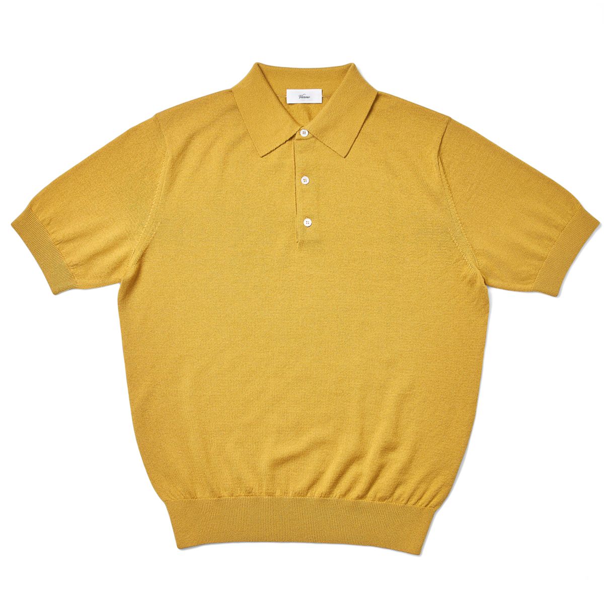 베르노(VERNO) Short Sleeve Basic Polo Knit Yellow Ochre