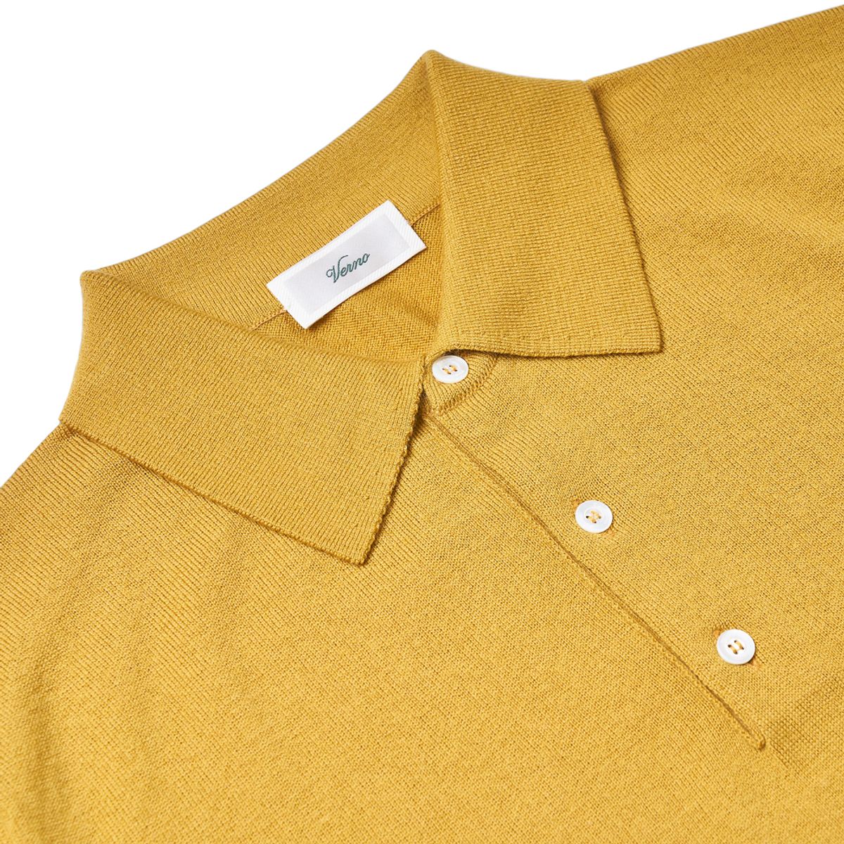 베르노(VERNO) Short Sleeve Basic Polo Knit Yellow Ochre