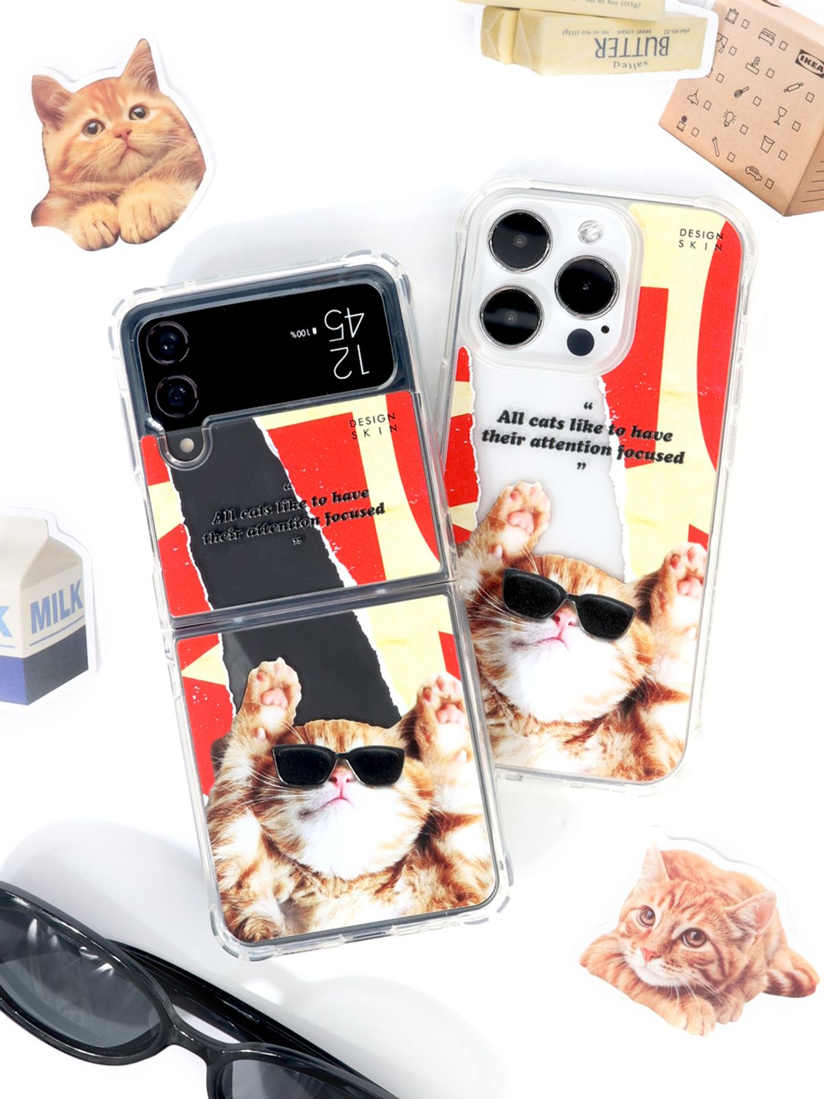 디자인스킨(DESIGNSKIN) 피닉스 클리어 범퍼 그래픽 케이스-어텐션 캣