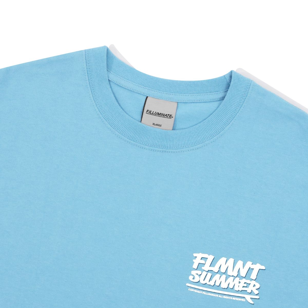 필루미네이트(FILLUMINATE) 오버핏 서머링 로고 티셔츠-스카이블루
