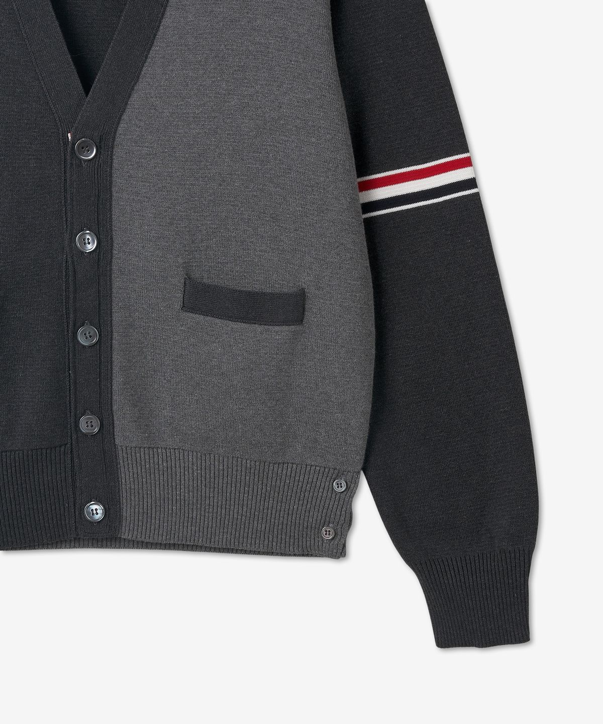 톰 브라운(THOM BROWNE) RWB 암밴드 펀믹스 가디건 - 트리컬러 / MKC310FY3007982