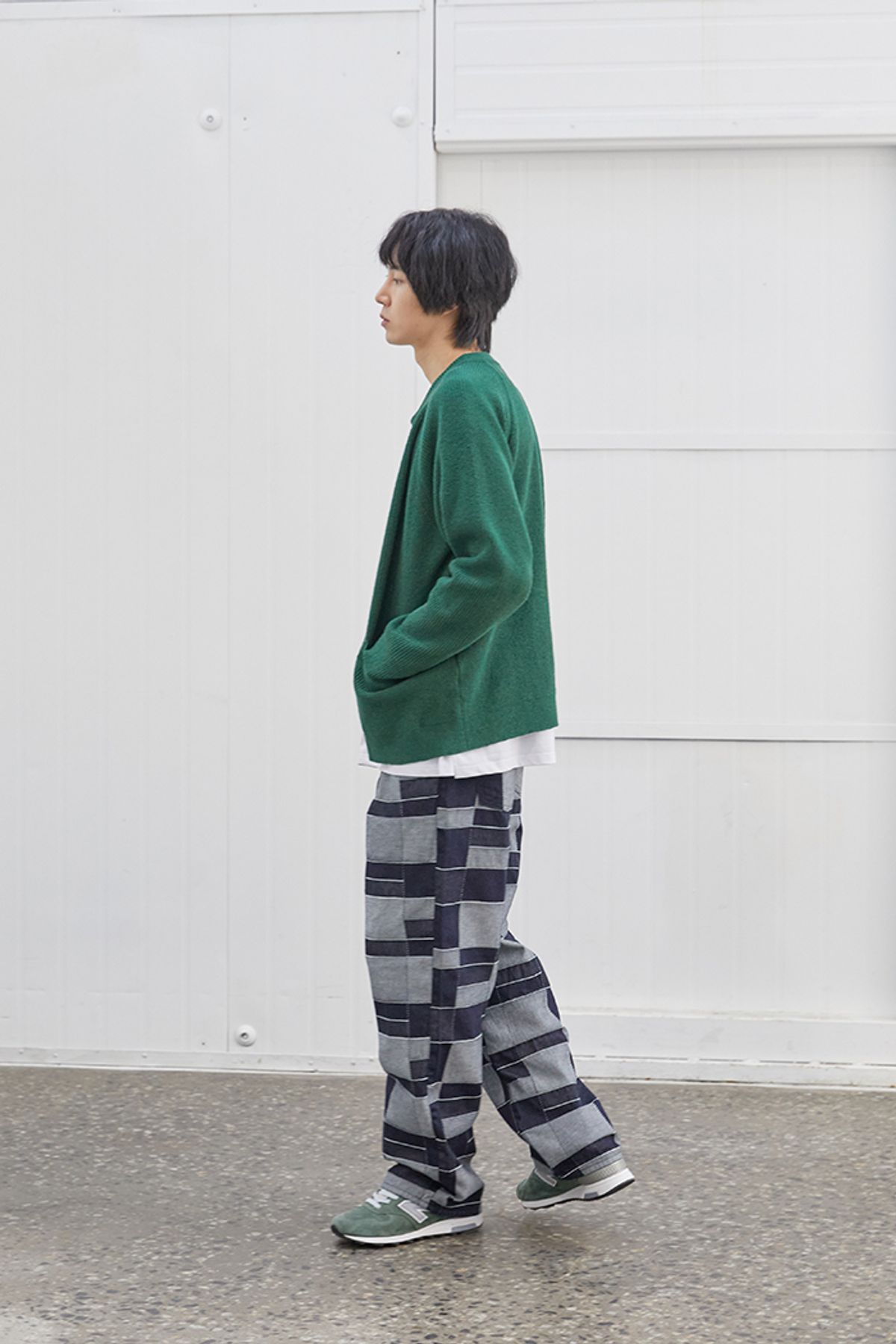 홀리선(HORLISUN) Blueborn Wide Pattern Denim Pants Dark Navy