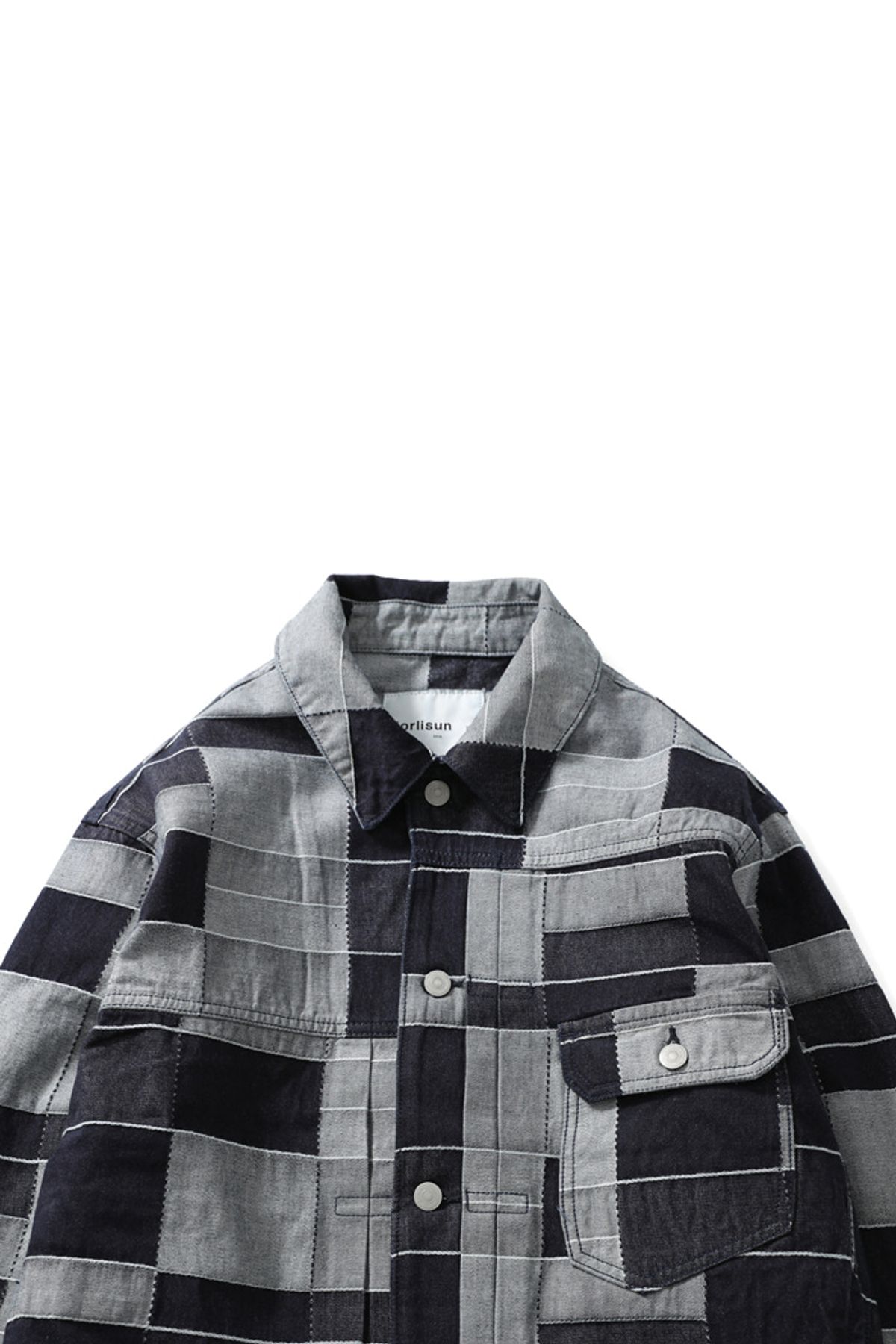 홀리선(HORLISUN) Liverty Pattern Denim Jacket Dark Navy