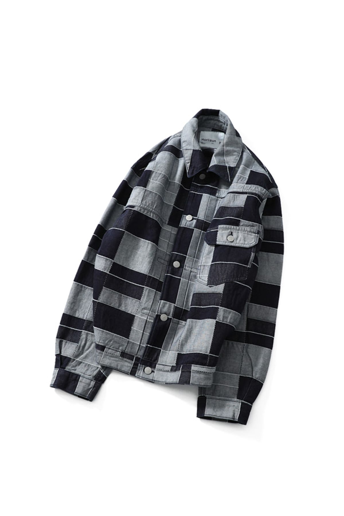 홀리선(HORLISUN) Liverty Pattern Denim Jacket Dark Navy