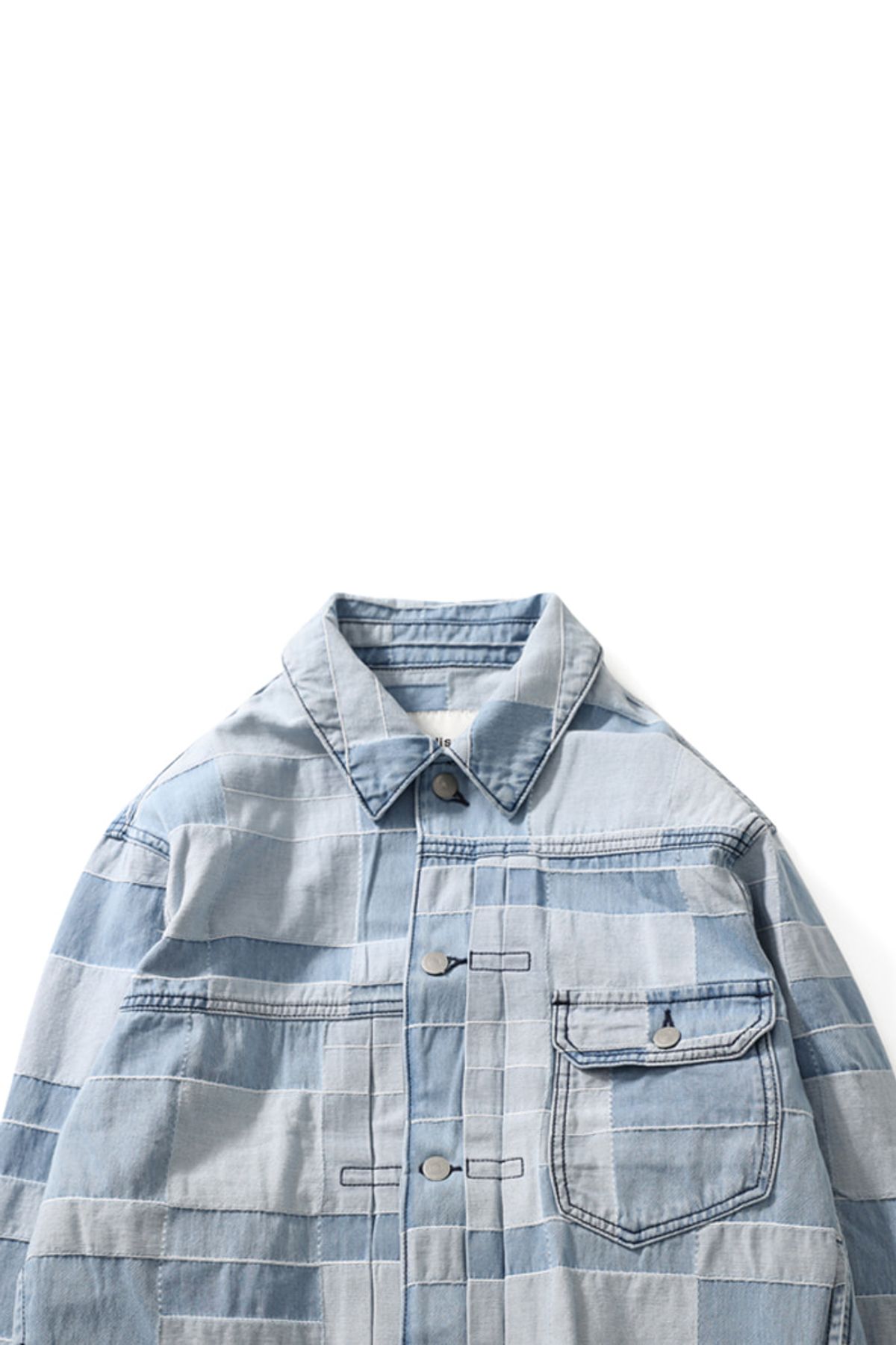 홀리선(HORLISUN) Liverty Pattern Denim Jacket Light Blue