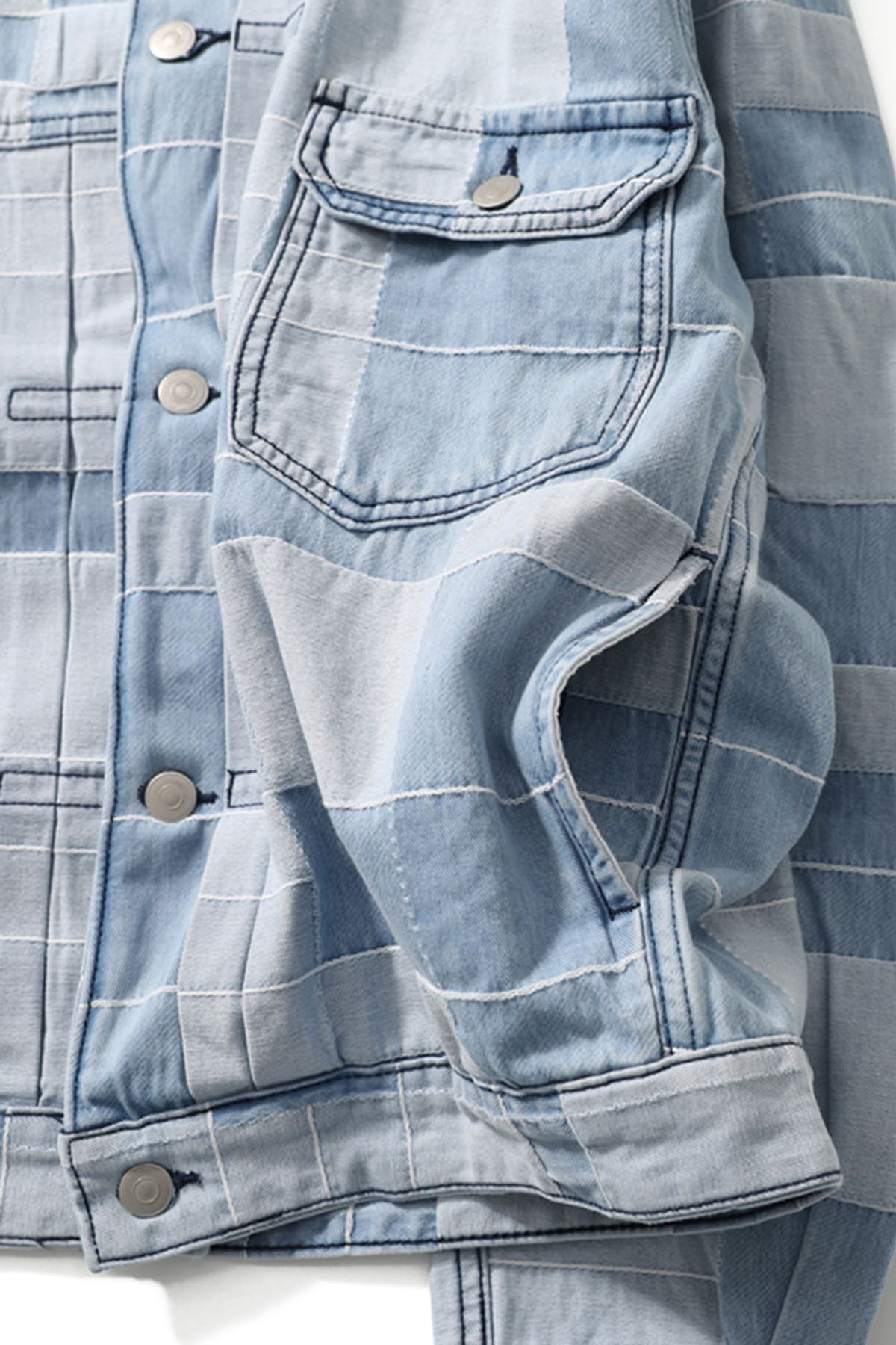 홀리선(HORLISUN) Liverty Pattern Denim Jacket Light Blue