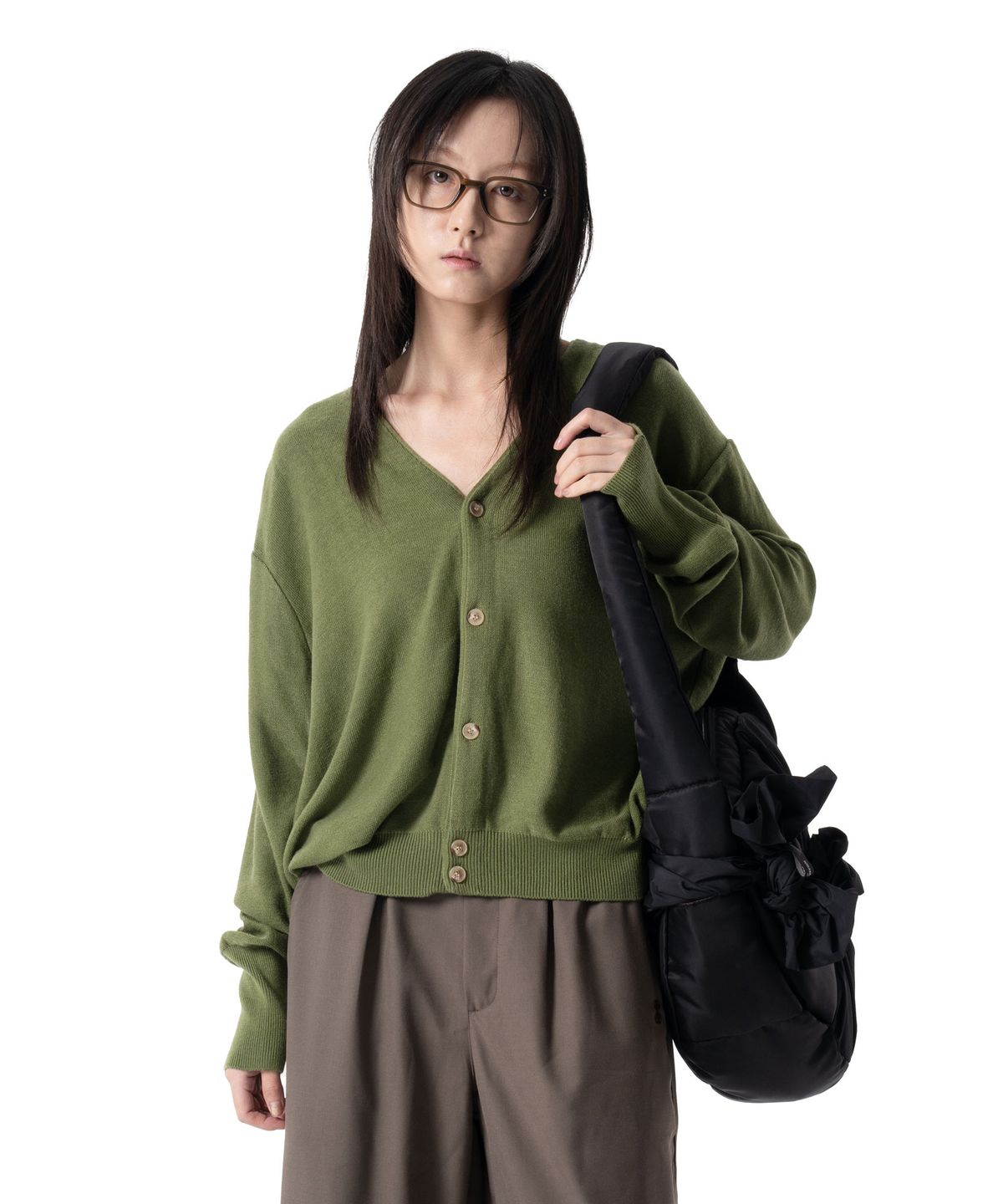 이우가마카라스(IUGAMAKARAS) Short Wappen Cardigan (Green)