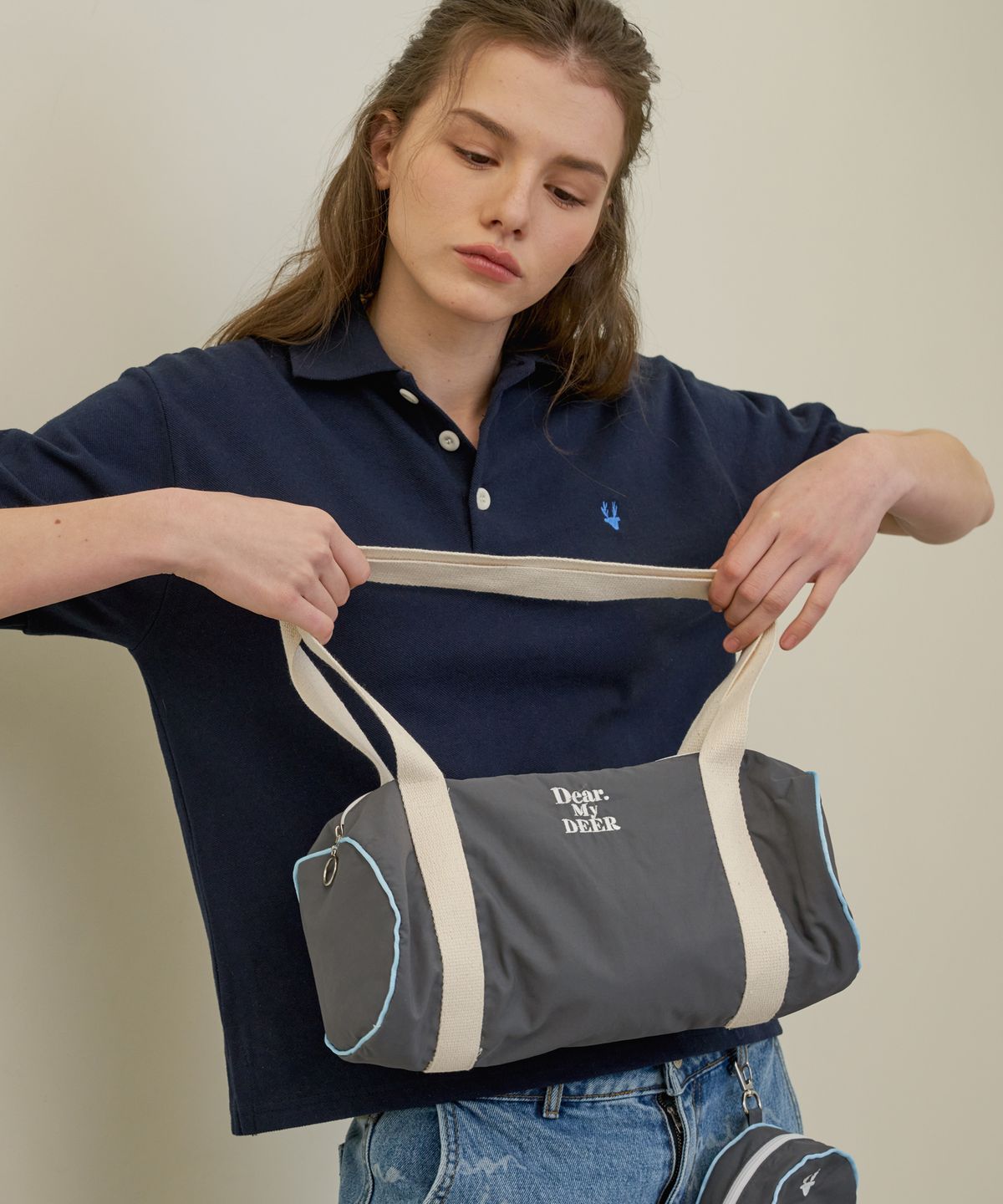 디어마이디어(DEARMYDEER) [Mini] Logo sports  duffel Bag_ Grey