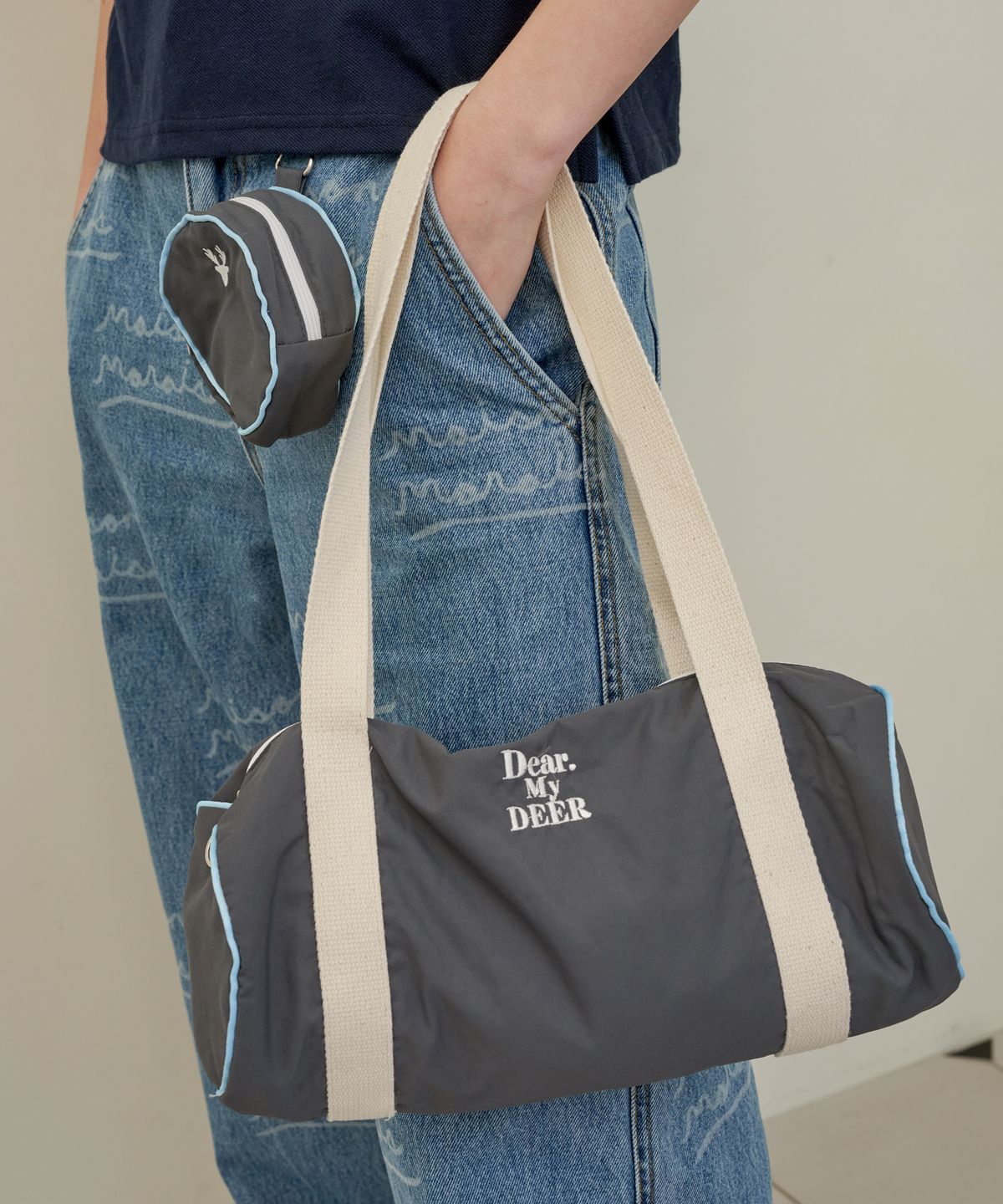디어마이디어(DEARMYDEER) [Mini] Logo sports  duffel Bag_ Grey