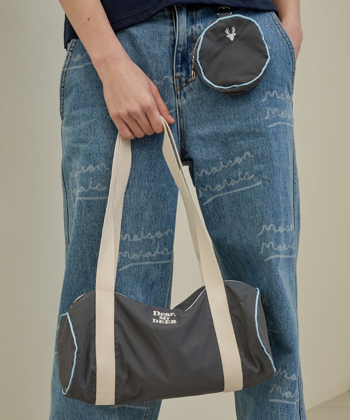 디어마이디어(DEARMYDEER) [Mini] Logo sports  duffel Bag_ Grey
