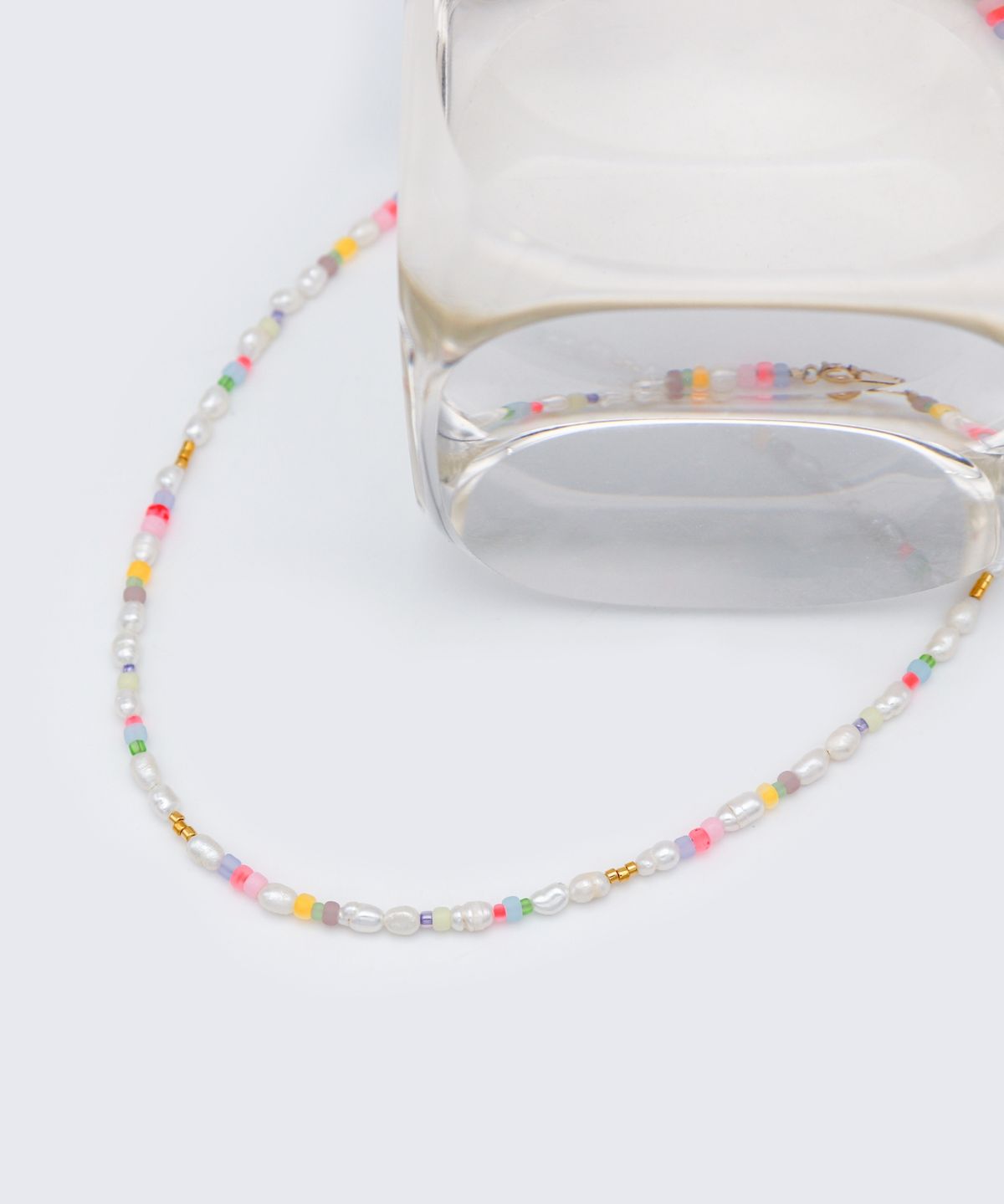 봉보(BONBEAU) Jelly beads water pearl Necklace 3mm 밥풀 담수진주 컬러 비즈 초커 목걸이