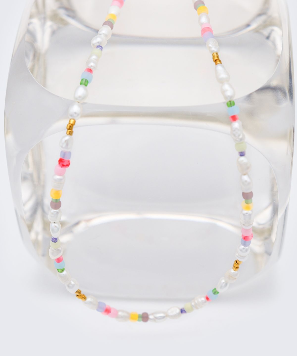 봉보(BONBEAU) Jelly beads water pearl Necklace 3mm 밥풀 담수진주 컬러 비즈 초커 목걸이