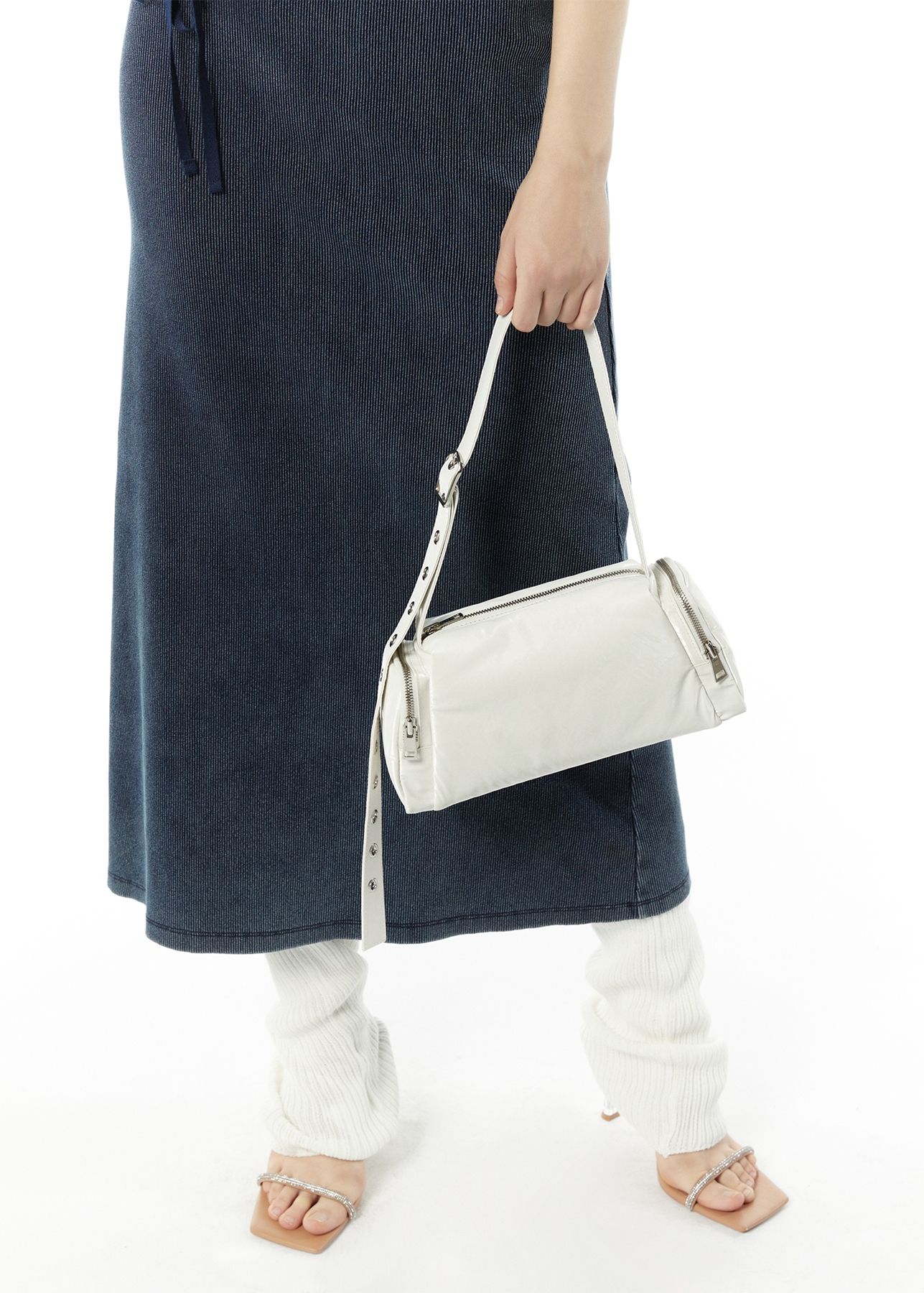 MUSINSA | LCDC TM EYELET BELT-STRAP BAG (BLACK/WHITE)