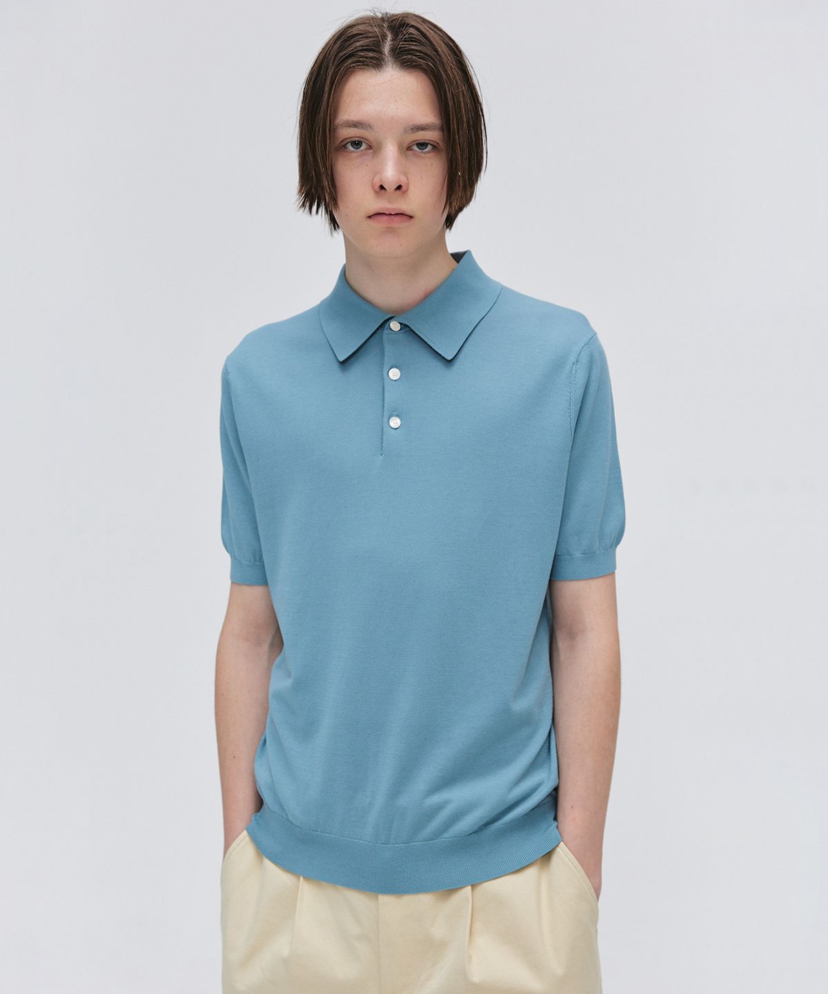 이지오(EZIO) Soft Collar Half Knit_Peacock