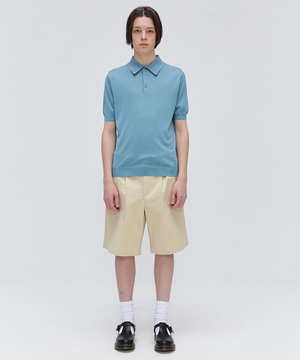 이지오(EZIO) Soft Collar Half Knit_Peacock