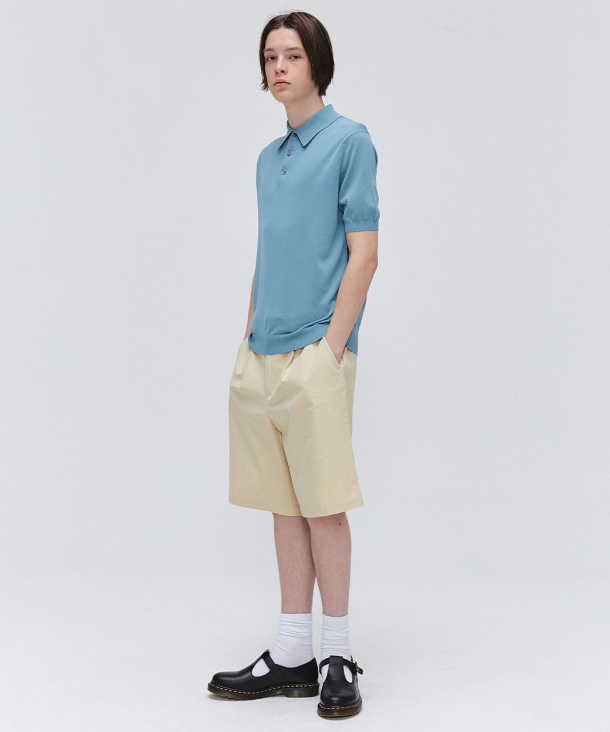 이지오(EZIO) Soft Collar Half Knit_Peacock