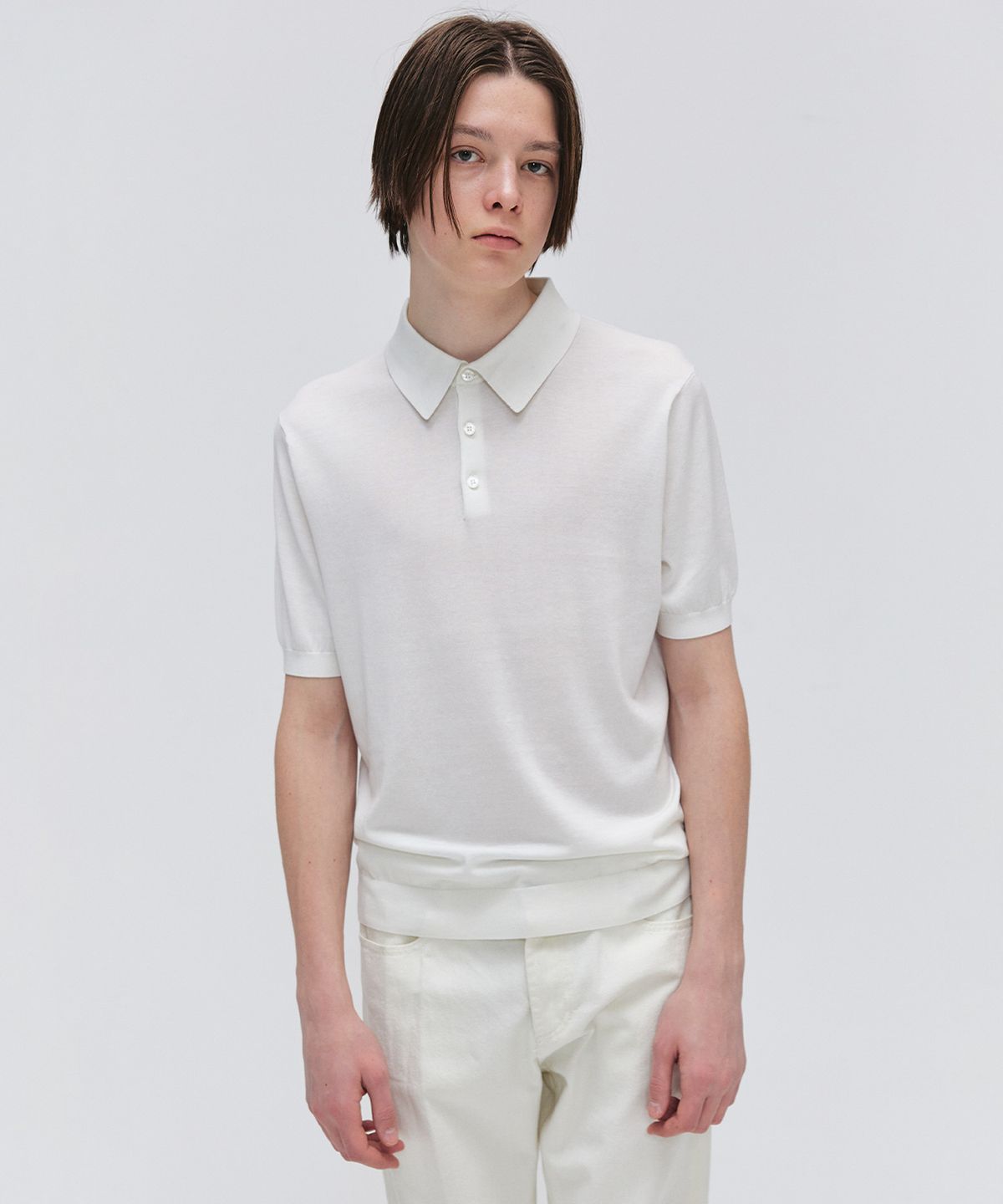 이지오(EZIO) Soft Collar Half Knit_Ivory