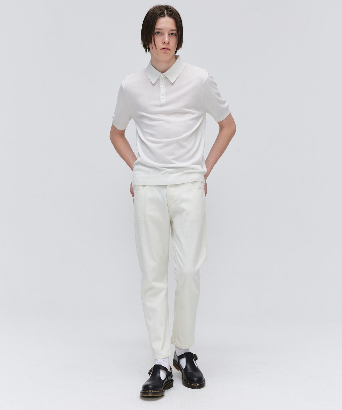 이지오(EZIO) Soft Collar Half Knit_Ivory