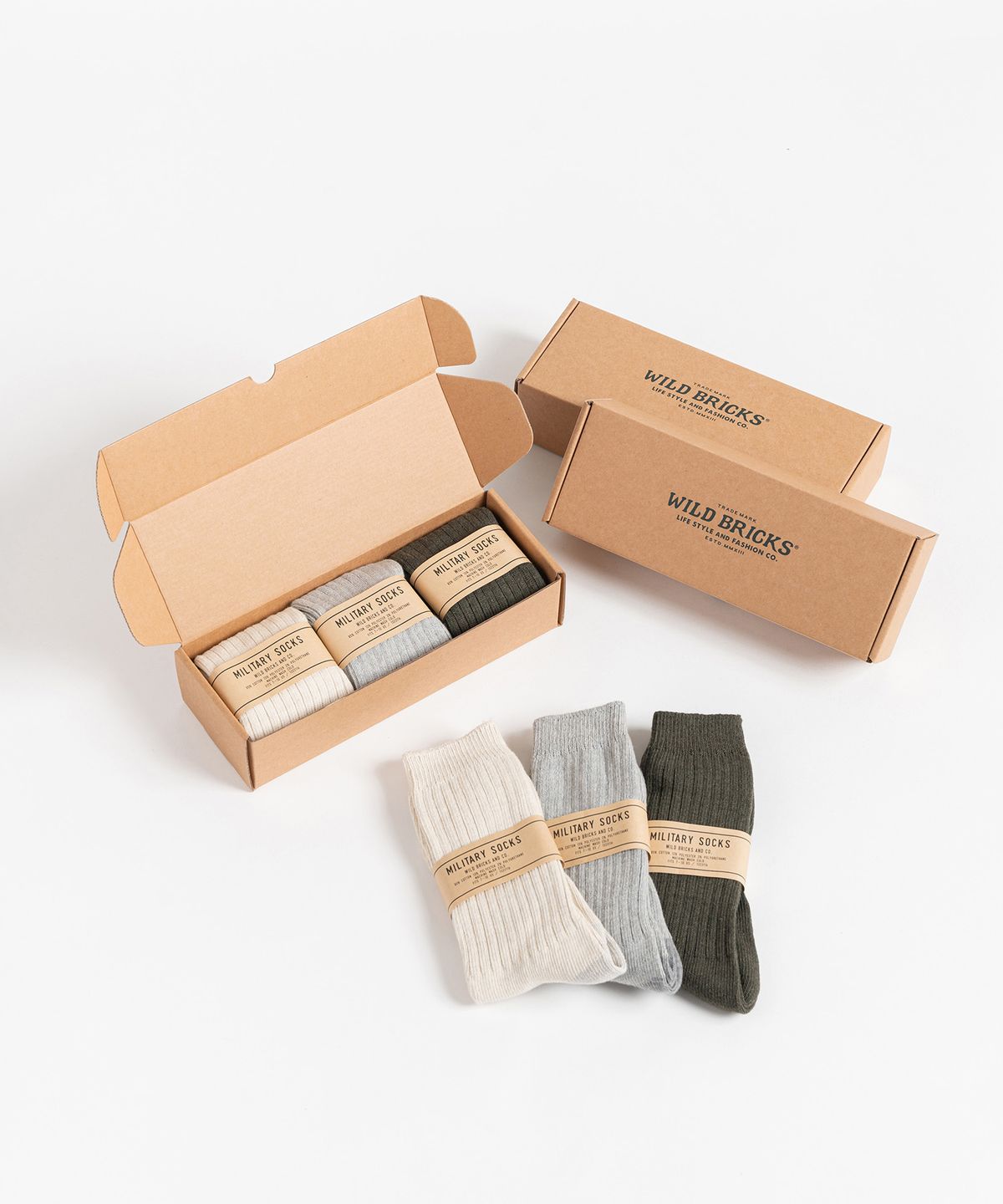 와일드 브릭스(WILD BRICKS) WB MILITARY SOCKS SET (3 color)