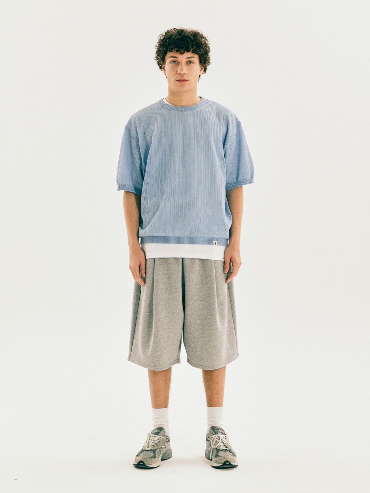예일(YALE) MESH CREWNECK KNIT GREEN BEIGE