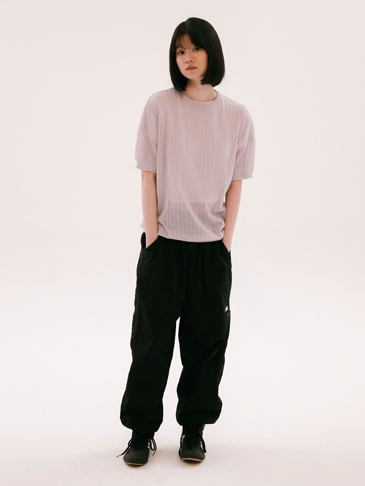 예일(YALE) MESH CREWNECK KNIT GREEN BEIGE