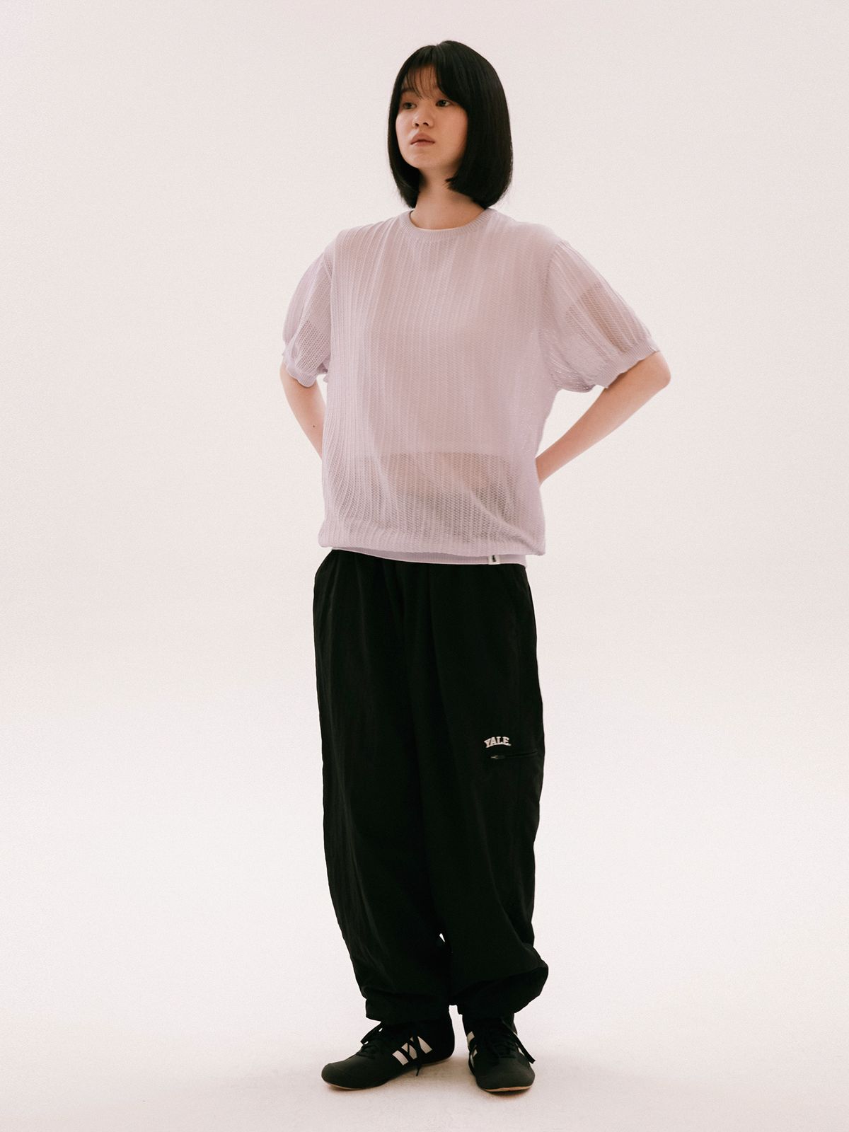 예일(YALE) MESH CREWNECK KNIT GREEN BEIGE